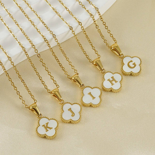 CWAJE1944_Simple Four Leaf Clover Letter Necklace