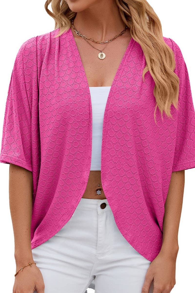 SOLID COLOR CIRCLE SHORT SLEEVE CARDIGAN_CWOCAS0017