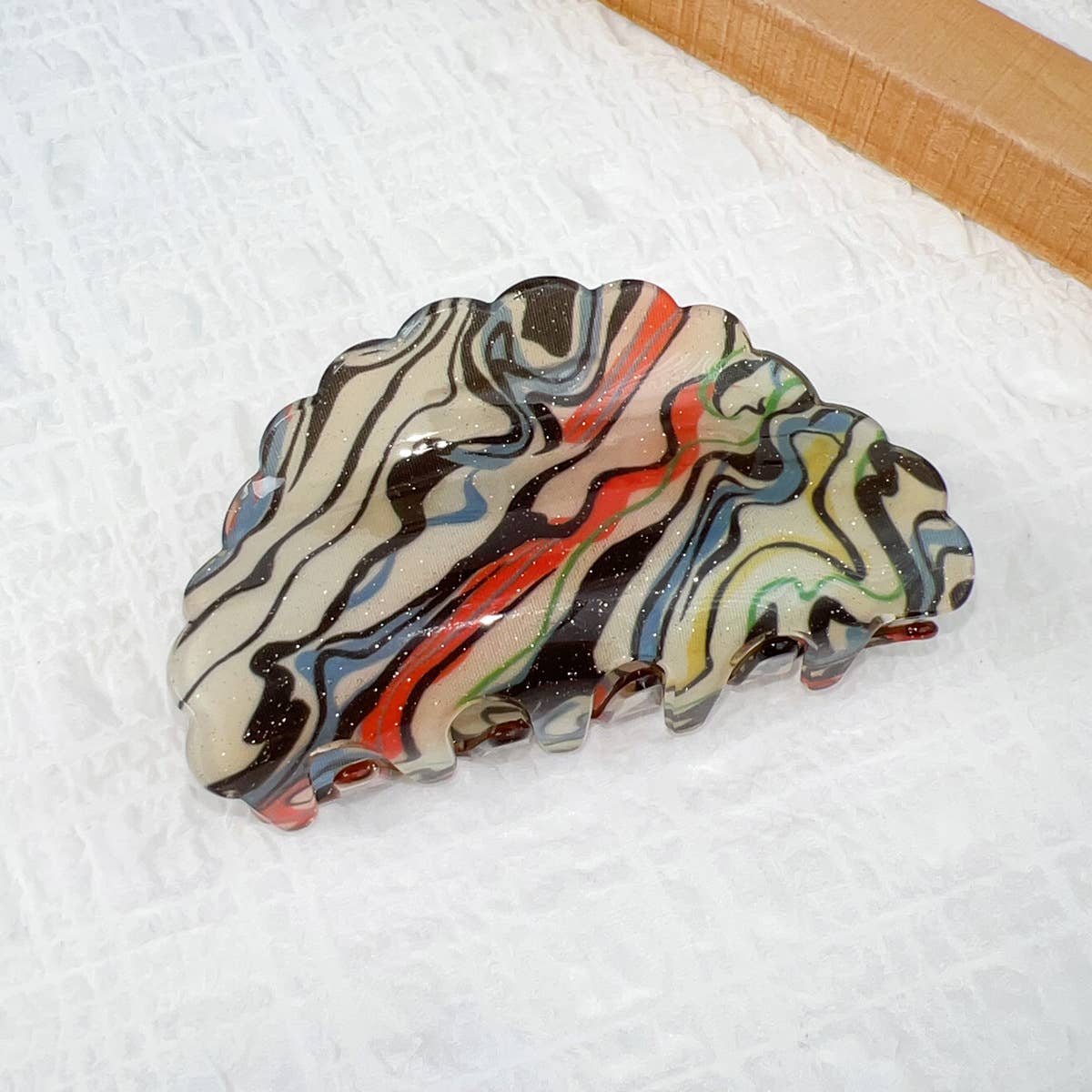 Oil paint-style acrylic gripper hair clips