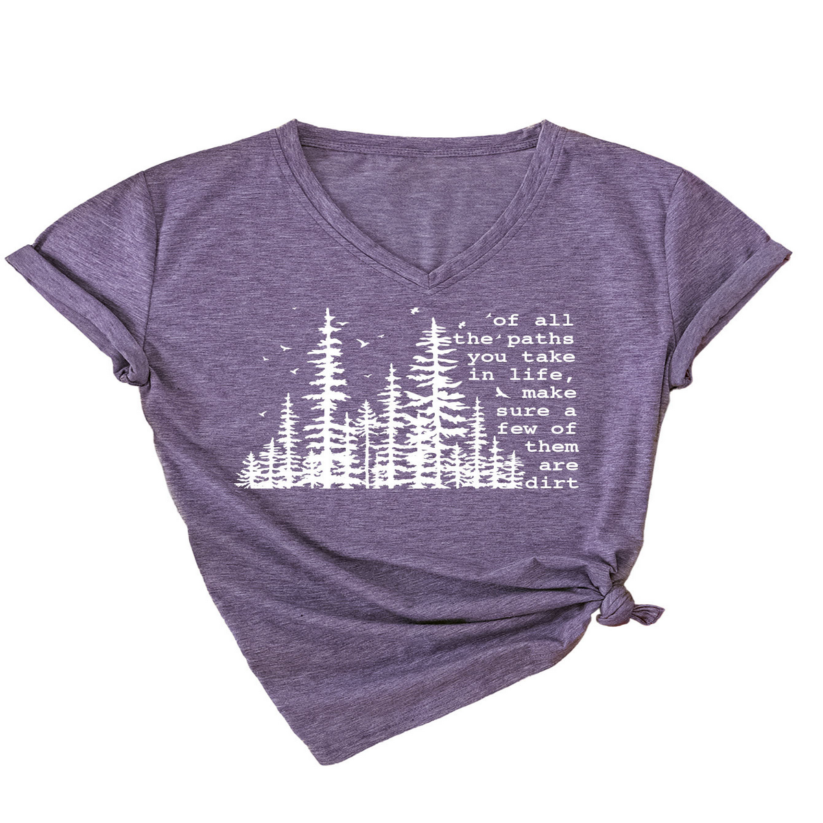 Summer V-Neck Short Sleeve Printed Tee