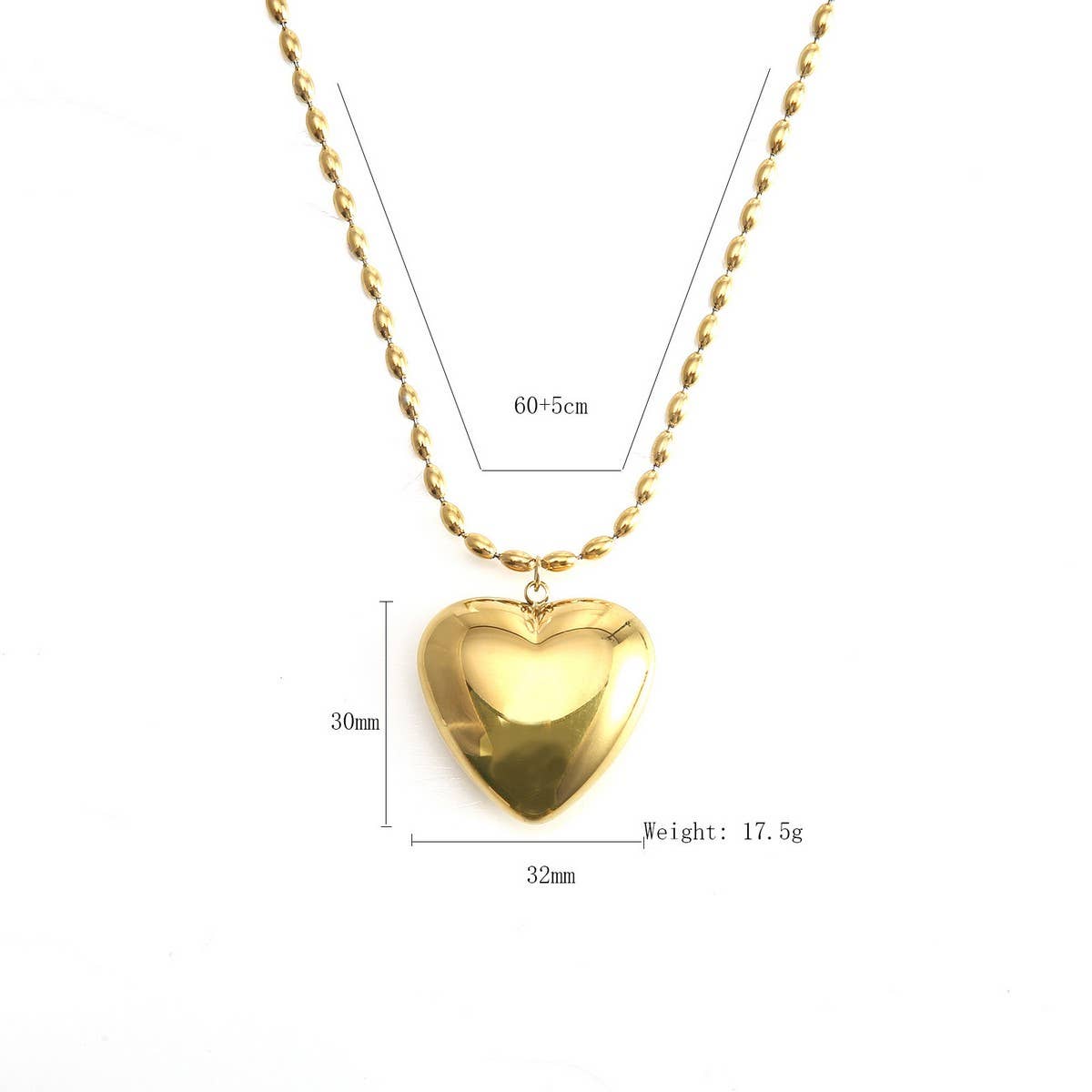 Modern Stainless Steel Heart Pendant Necklace
