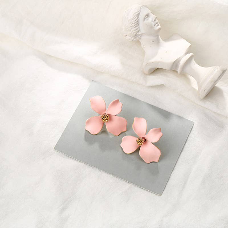 Multicolored irregular four-petal stud earrings