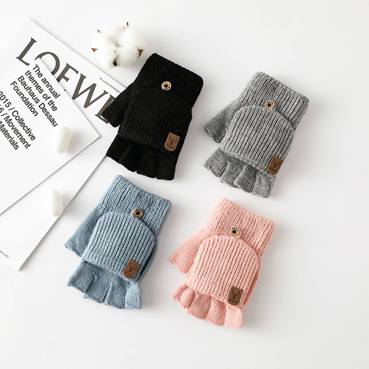 WINTER WARM HALF FINGER FLIP TOUCH SCREEN GLOVES