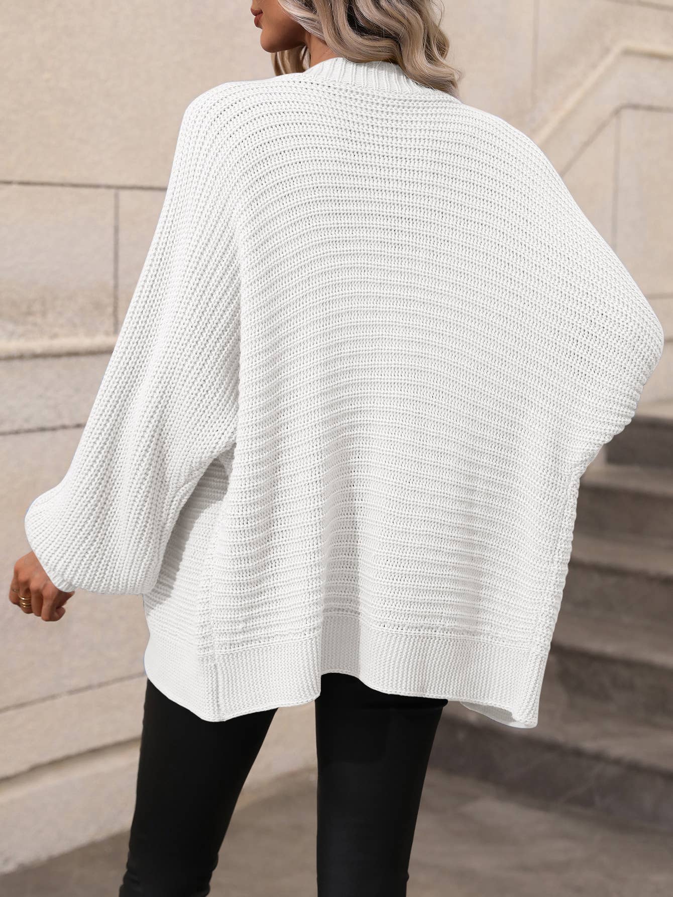 Solid color knit cardigan loose sweater