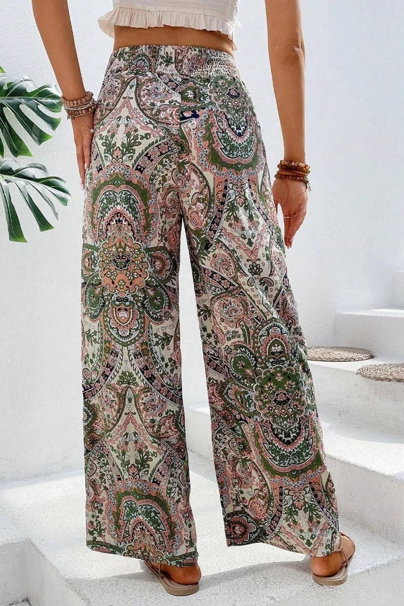 CWBMP0140_STYLISH ALL-IN-ONE PRINTED ELASTIC WIDE-LEG PANTS
