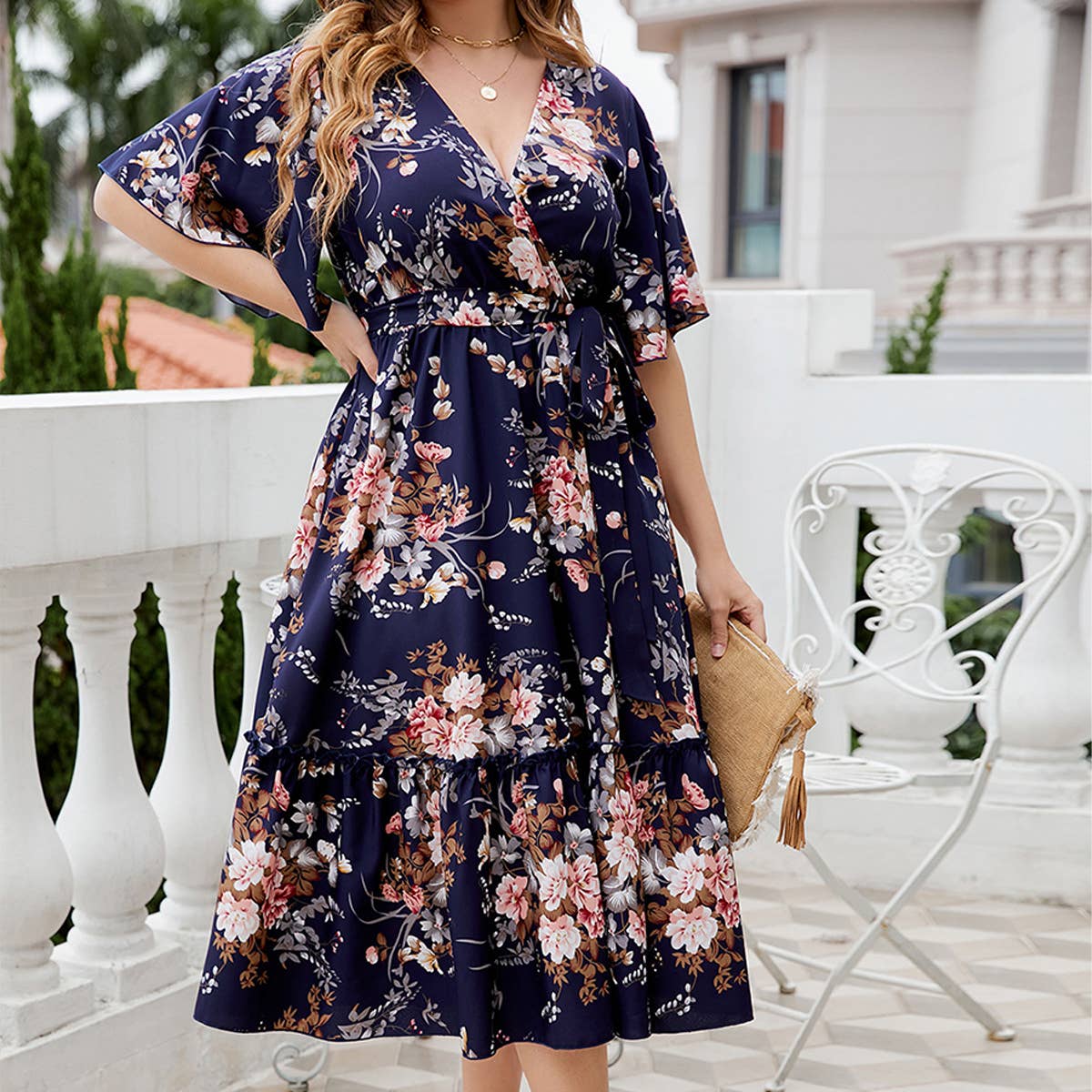 Boho Floral V-Neck Dress ??Plus Size Summer_CWDMD5964