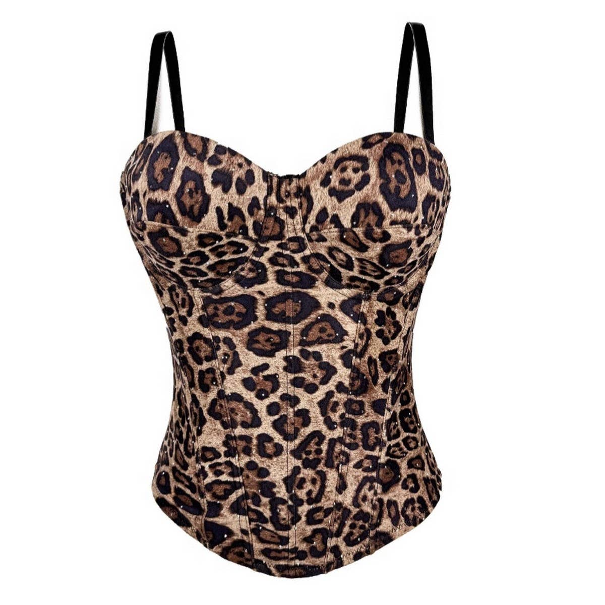 BROWN LEOPARD SUEDE PUSH-UP BODY SHAPING BRA_CWMM4130