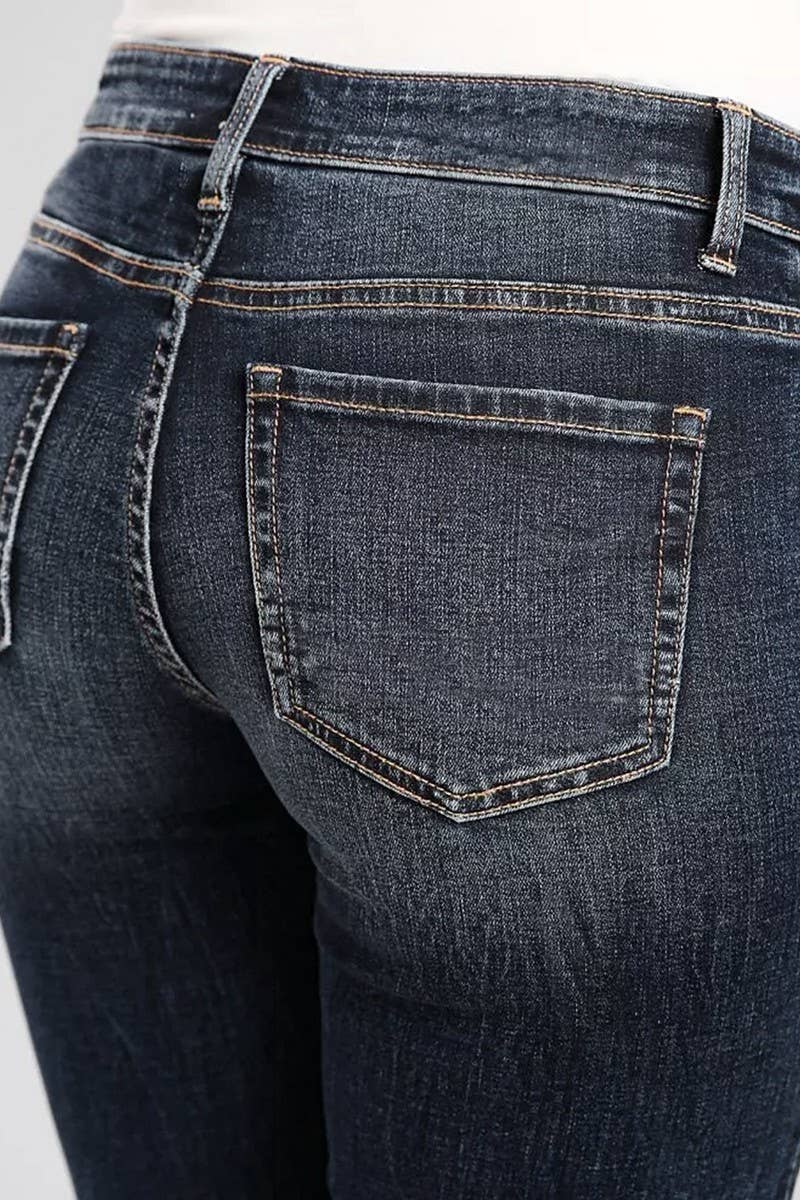 CWJS0307_CASUAL STRETCH SLIM FIT BLACK DENIM BERMUDA SHORTS