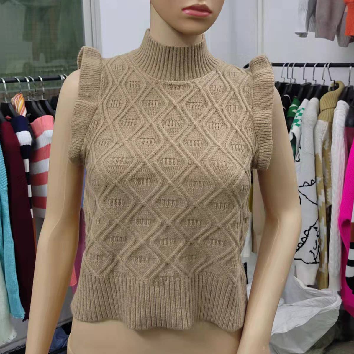 SLEEVELESS SOLID SWEATER WITH LOOSE TEMPERAMENT