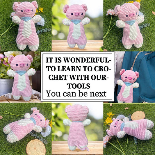 CROCHET PIGLET DOLL MATERIAL KIT