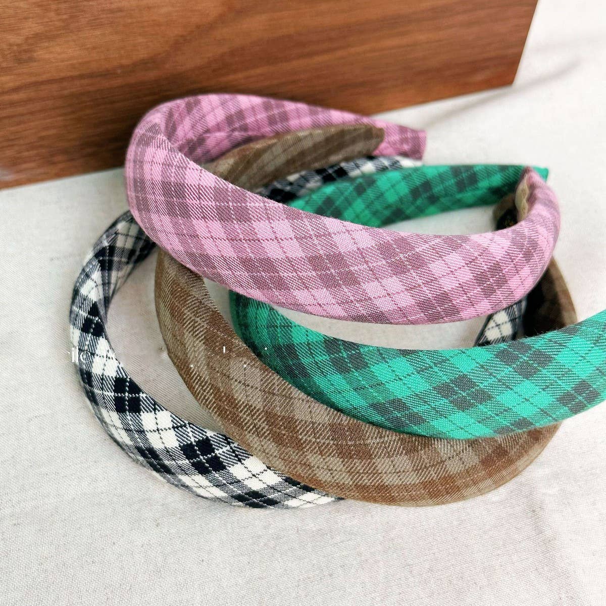 VINTAGE PLAID FRENCH WIDE BRIM HEADBAND