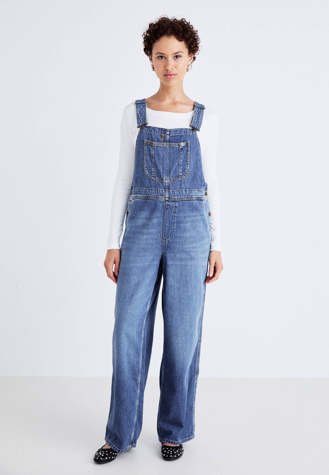 FASHION LOOSE SOLID COLOR DENIM OVERALLS WOMEN