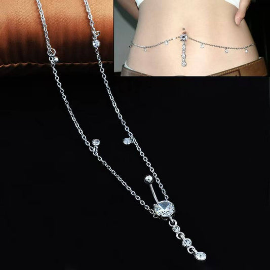 CZ Tassel Adjustable Waist Chain Body Jewelry