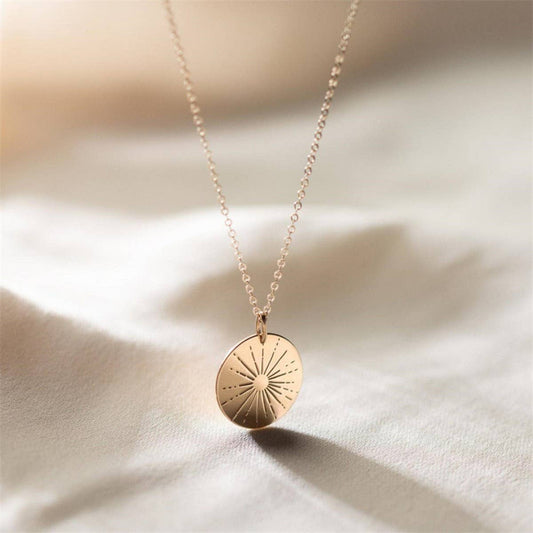 Simple Big Sun Round Pendant Necklace