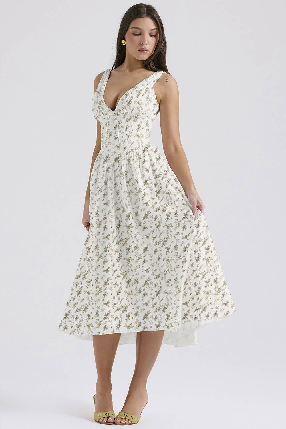 STYLISH PRINTED V-NECK DRESS