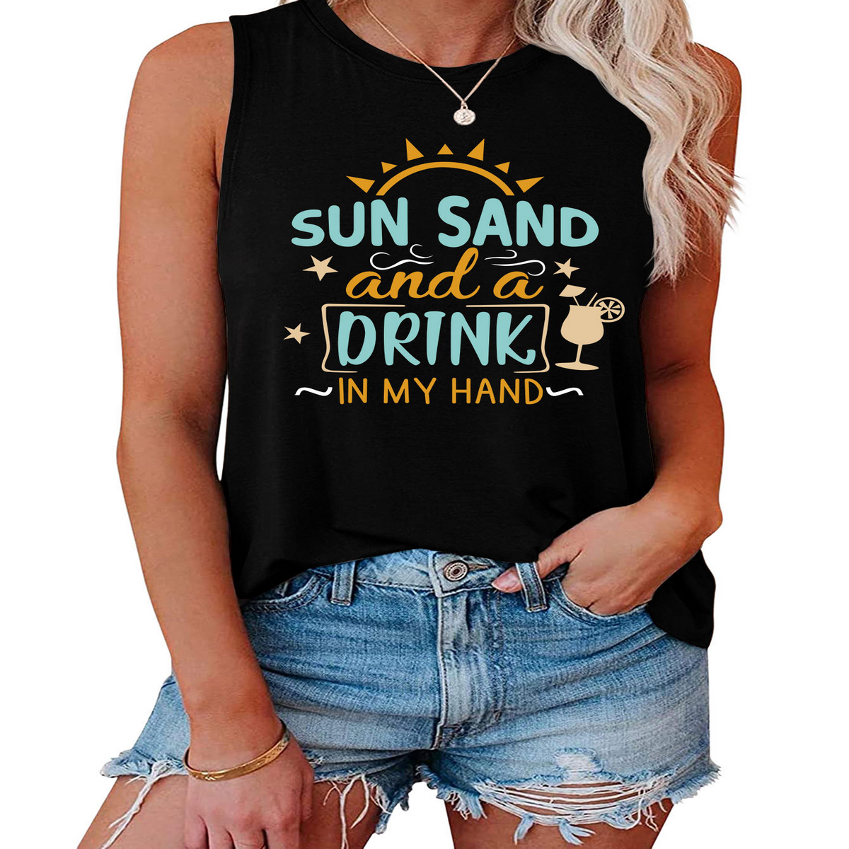 Women??¢s Casual Loose Fit Tank Top, Minimal Style_CWTTSL0418