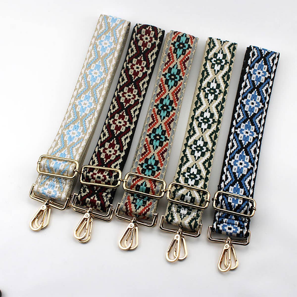 GEOMETRIC EMBROIDERY ADJUSTABLE BAG STRAP