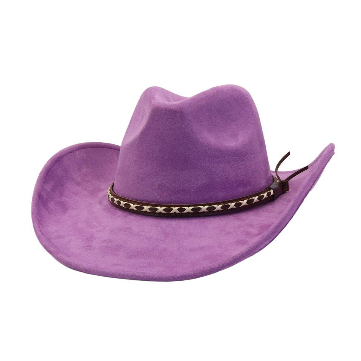 Soft Suede Western Cowboy Fedora Hat Ethnic Style_CWAH04401