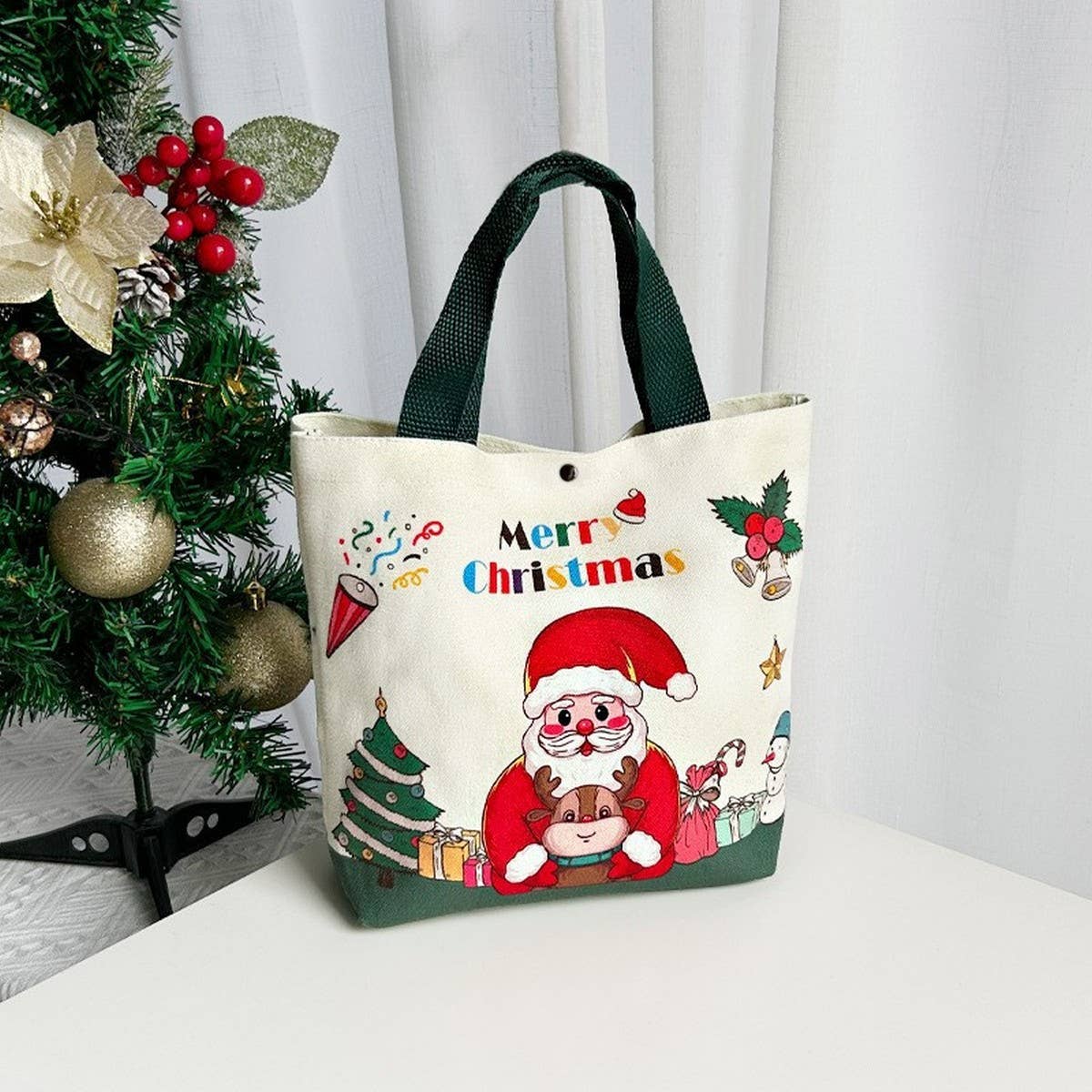 CWMM9357_CHRISTMAS EVE GIFT CANDY APPLE TOTE BAG