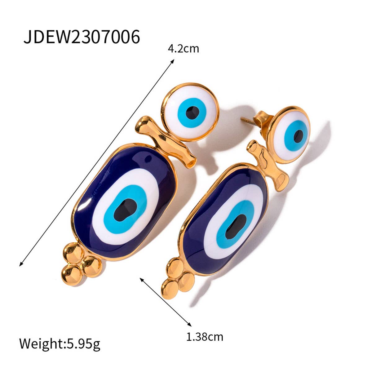 OIL DRIPPING BLUE EVIL EYE PENDANT RINGS,EARRINGS_CWAJE0621