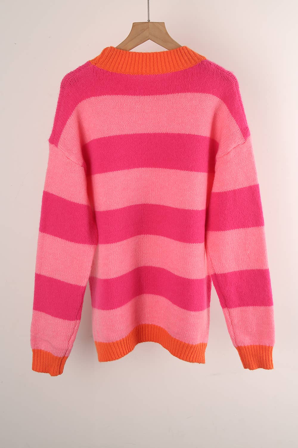 STRIPED PLUS-SIZE PATCHWORK SWEATER FOR WOMEN