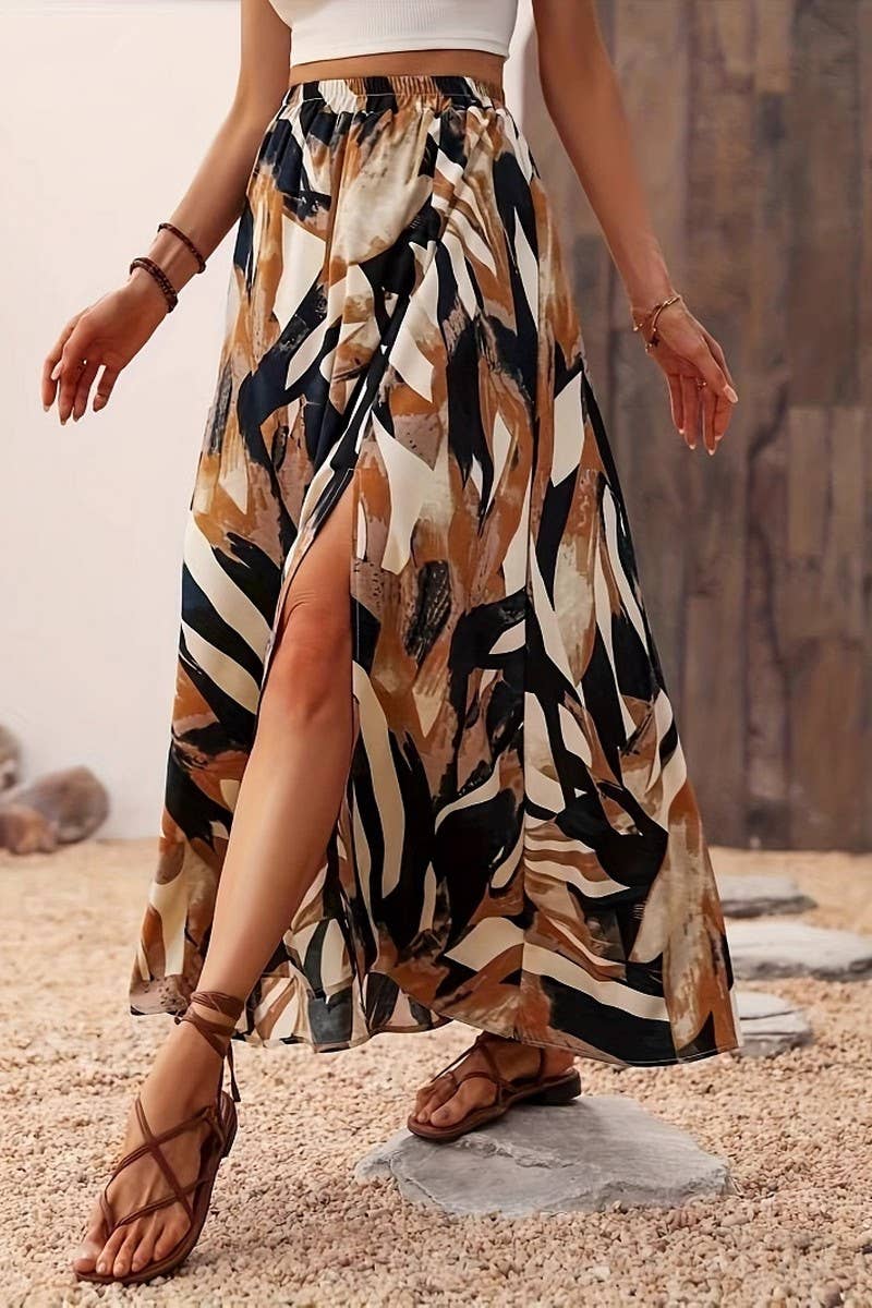 CWBLS0527_SUMMER BOHEMIAN PRINTED CASUAL SKIRT