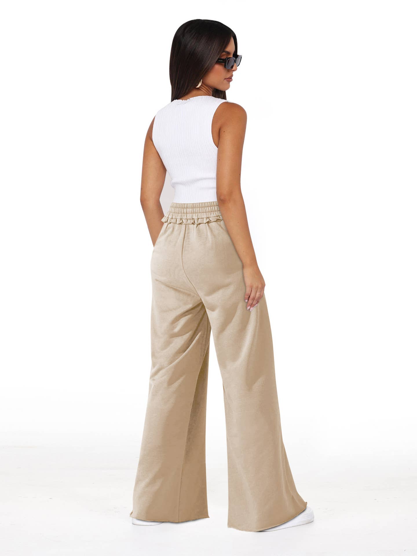 Loose casual lace-up straight-leg casual pants