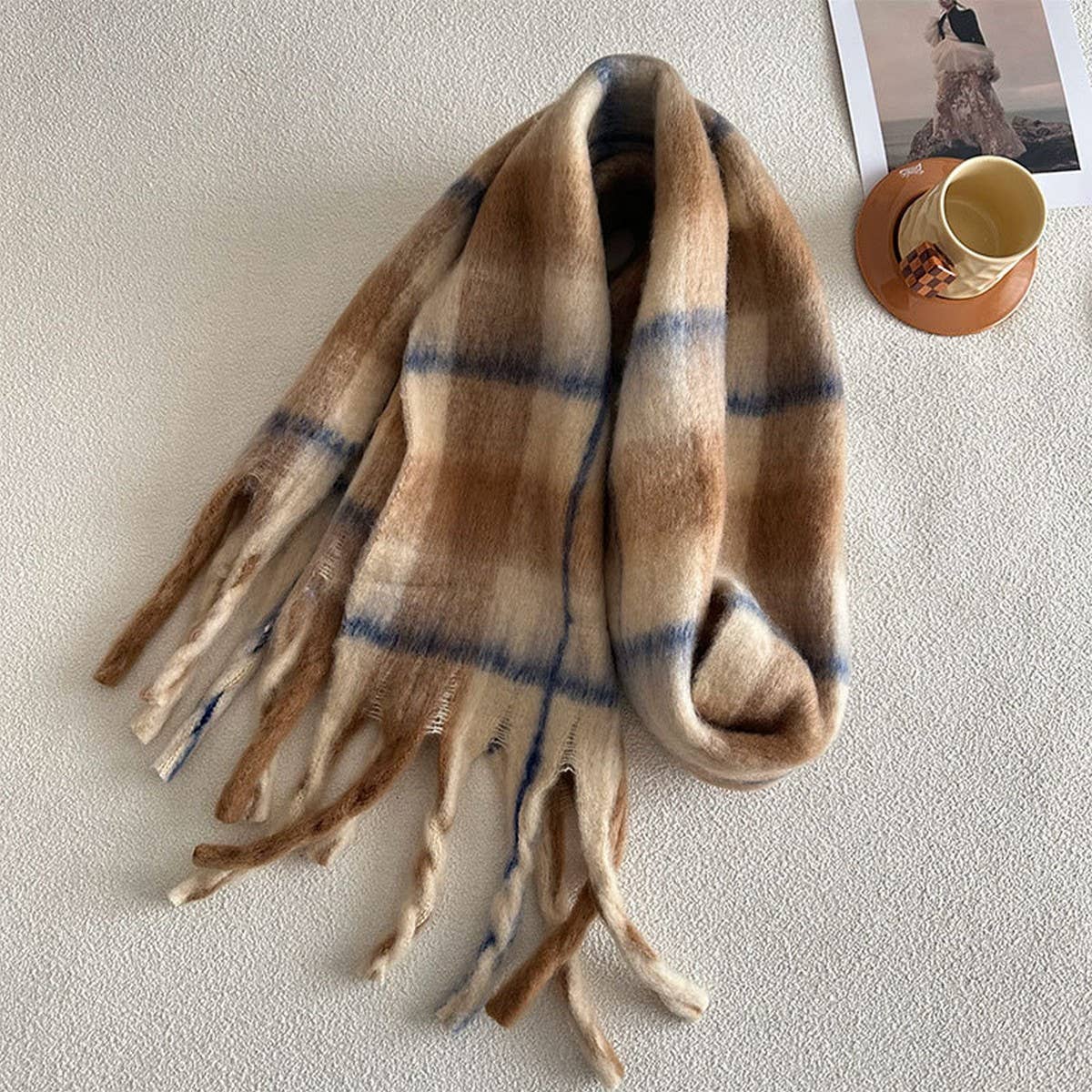 Designer Soft Plaid Faux Cashmere Scarf for Winter