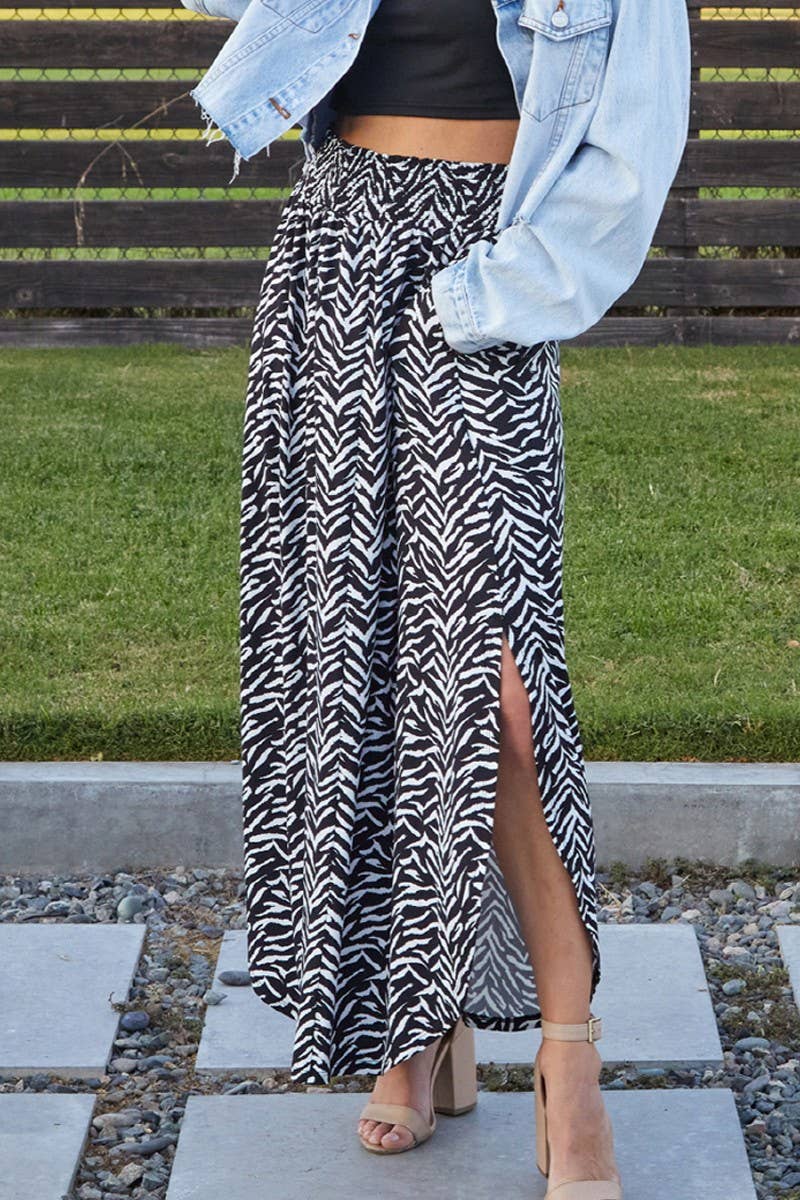 CWBLS041-P_PLUS SIZE SMOCKING WAIST MAXI SKIRT