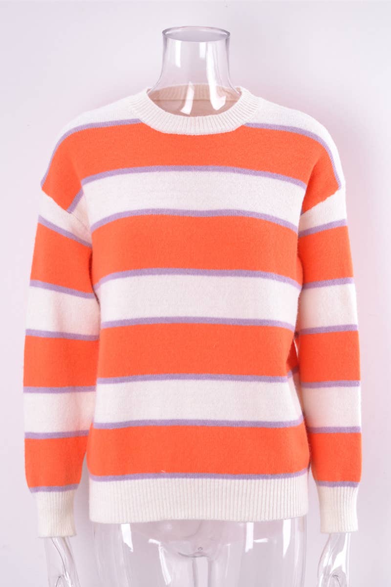 KNIT CREW-NECK PULLOVER LONG-SLEEVED SWEATER
