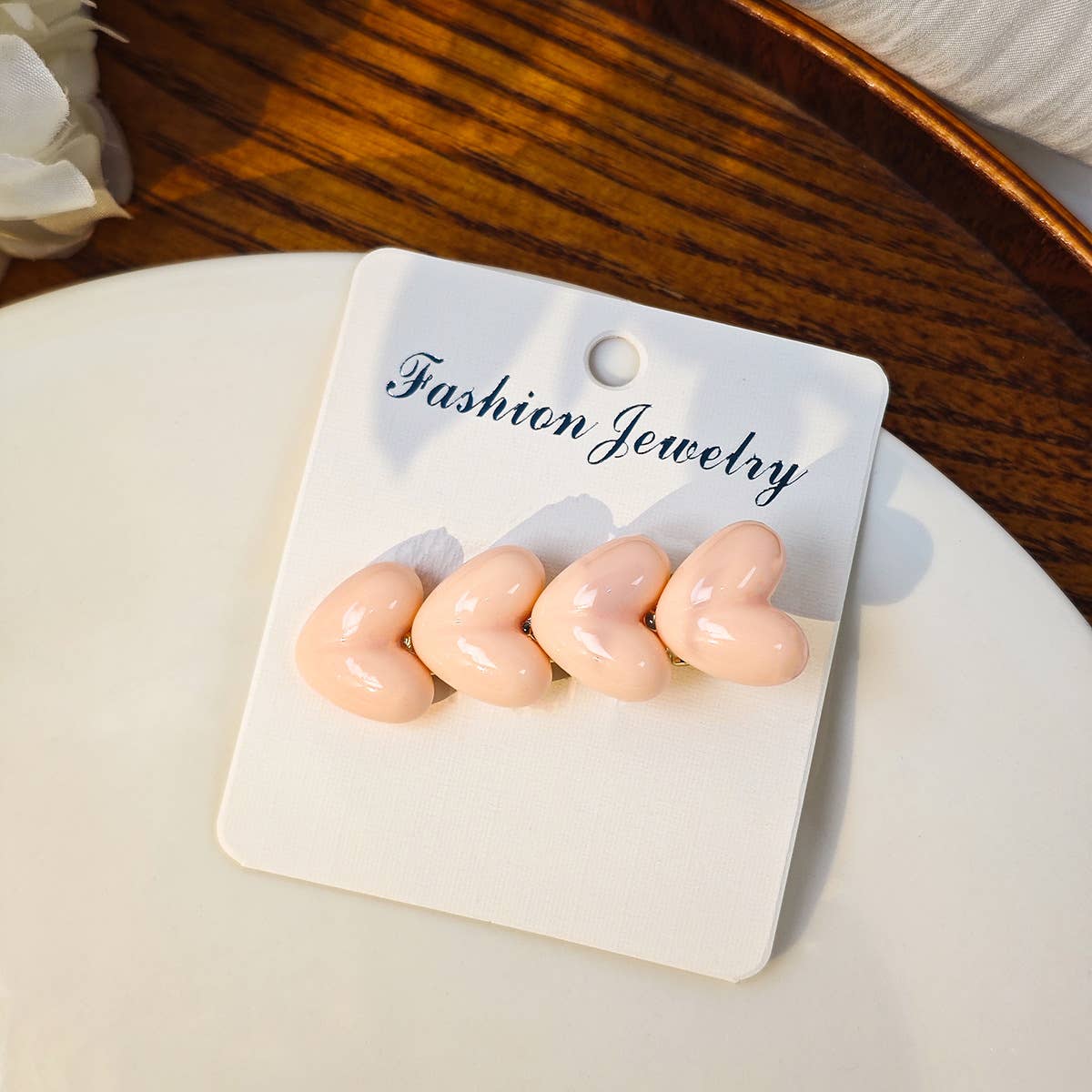 Colorful ice glitter pink heart-shaped hair clip