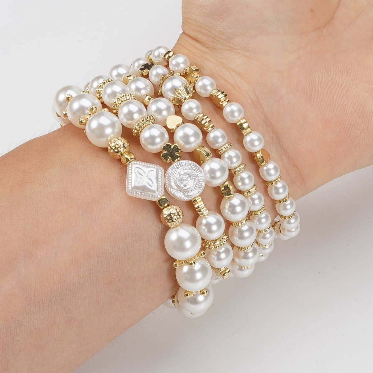 CWAJE05689_BOHO MULTI LAYER FAUX PEARL BEADED BRACELET