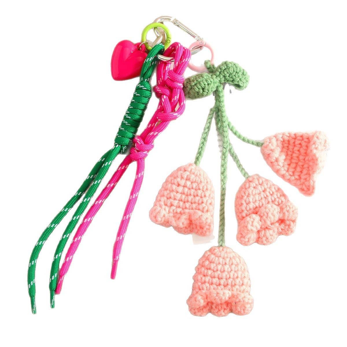Handmade Lily of the Valley Yarn Keychain Charm