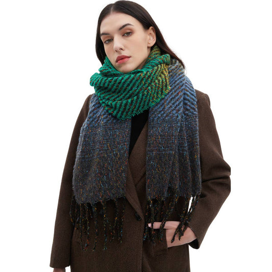 Gradient Tassel Scarf for Women - Winter Shawl