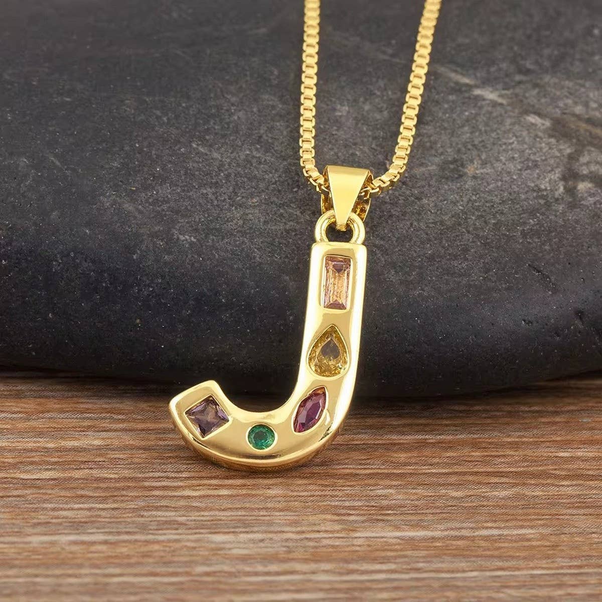 26 Letters Copper Zirconia Pendant Necklace_CWMM5873