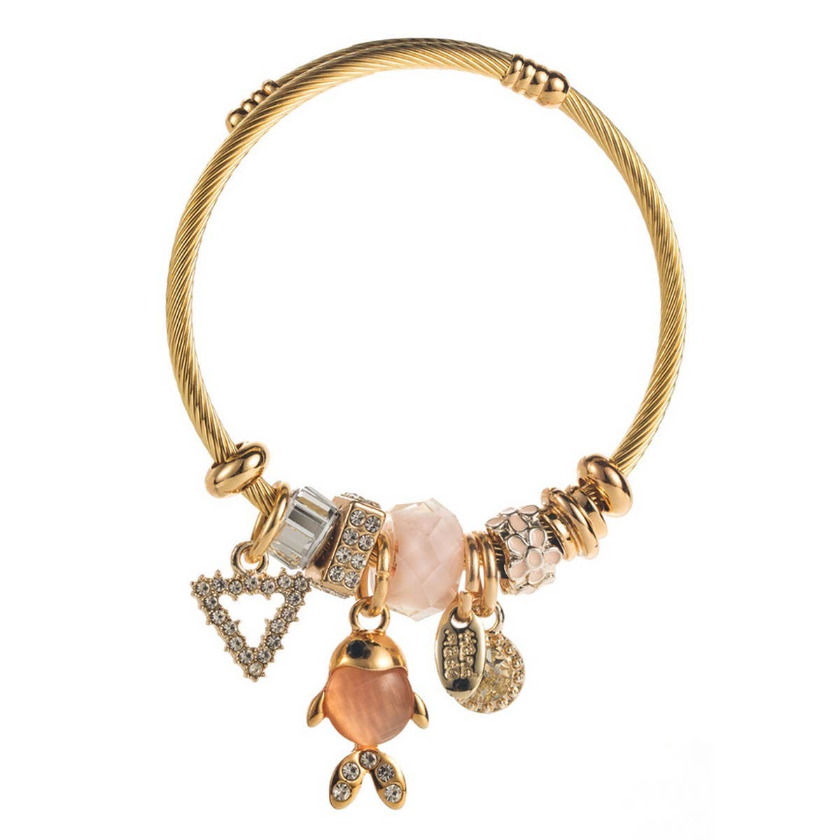 Stylish Stainless Steel Bracelet with GoldfishCharm_CWMM8582