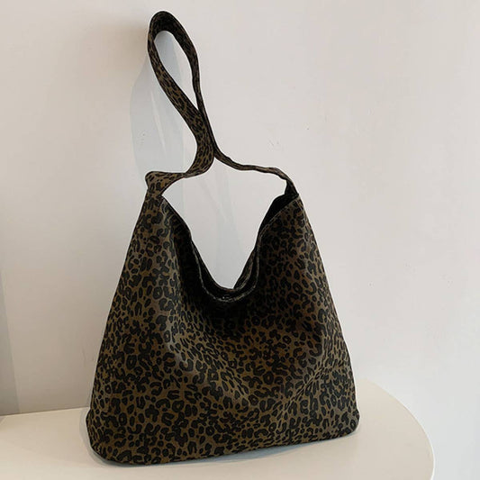 Fashionable leopard print hand-held tote bag
