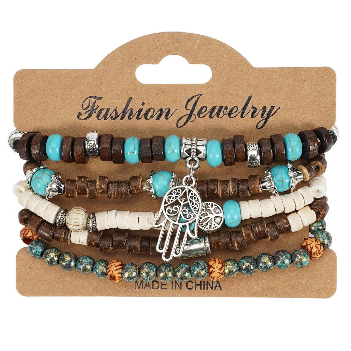 CWAJE05706_ELEPHANT HEART WOOD STRETCH BRACELET