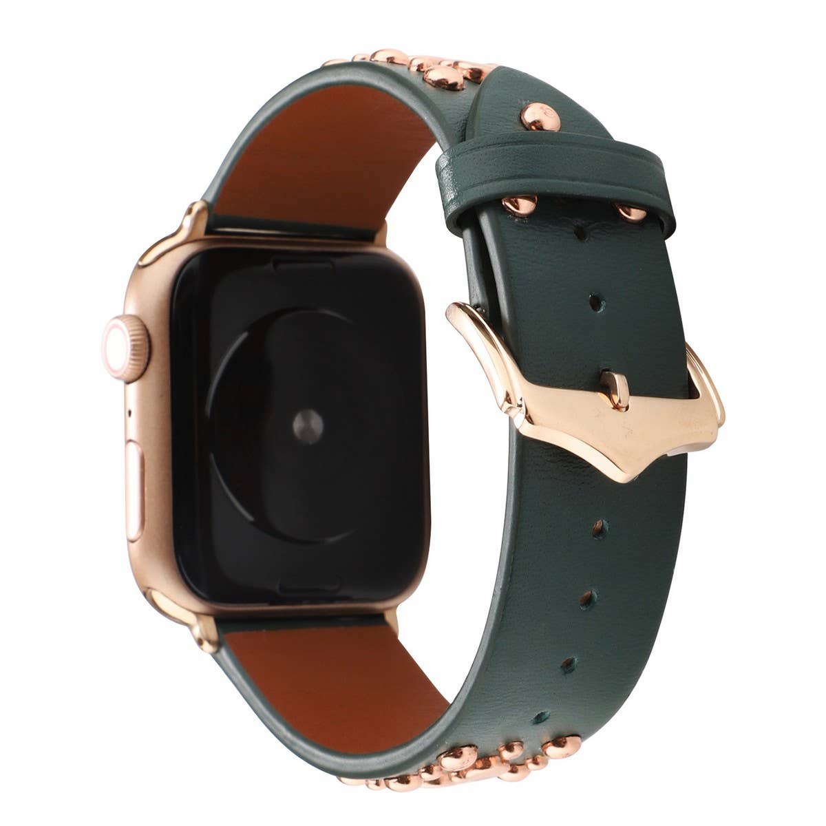IWATCH9-1IWATCH8 GOLD RIVET GENUINE LEATHER STRAP
