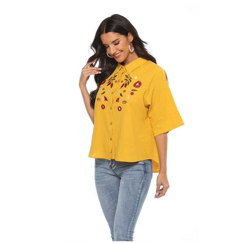 SHIRT WITH LOOSE EMBROIDERY DESIGN