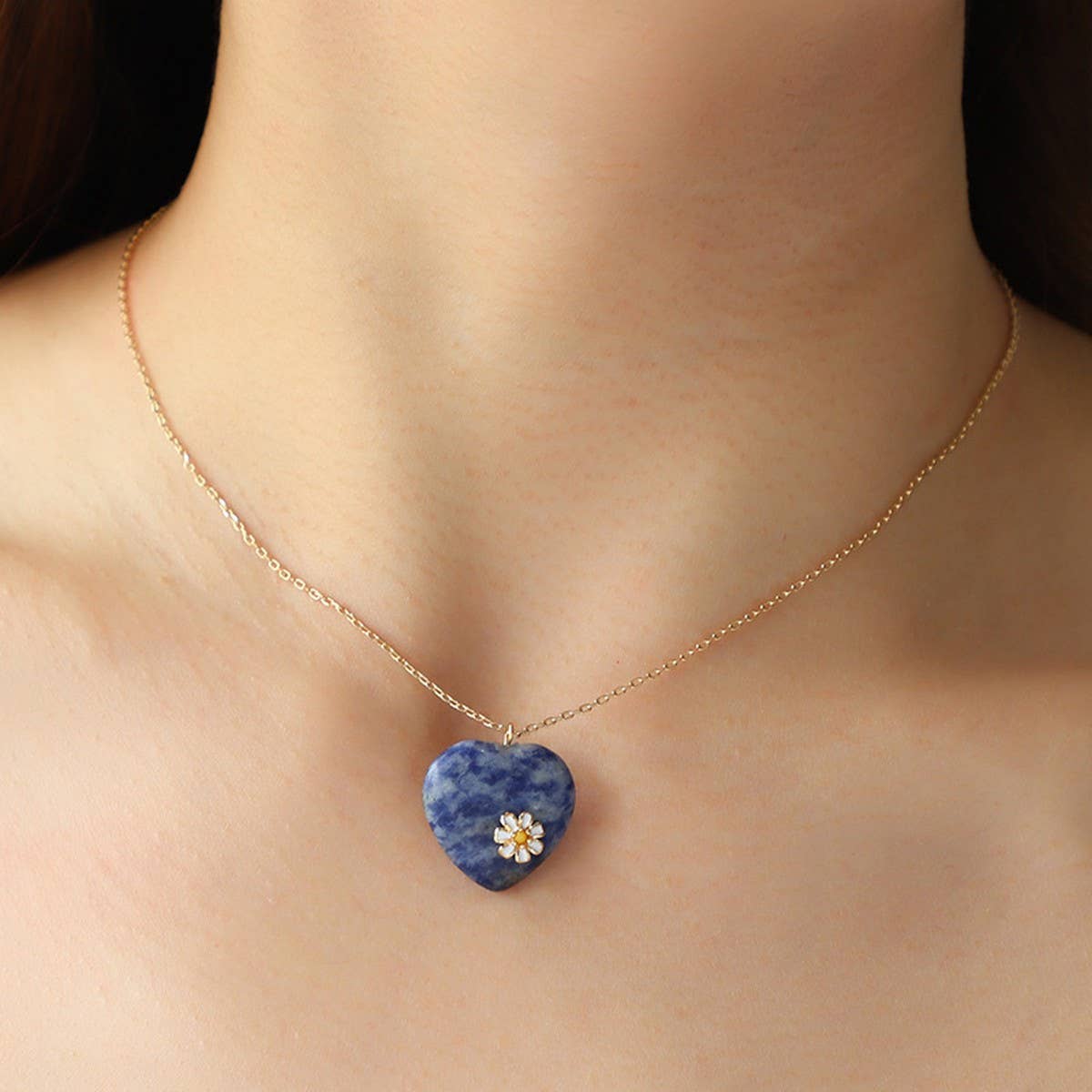 NEW FASHION LOVE PEACH ENAMEL OIL DROP NECKLACE