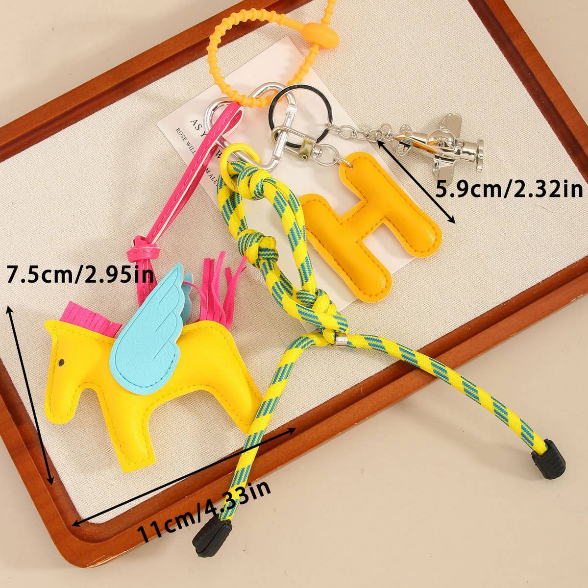 Leather Pegasus & Plane Letter Bag Charm_CWMM7566