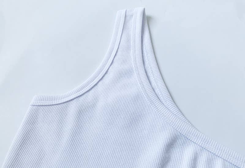 TRIM RIBBED TREND ONE-SHOULDER TANK TOP