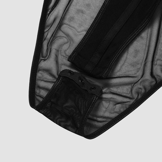 SEXY DOUBLE-LAYER MESH RUFFLED BODYSUIT