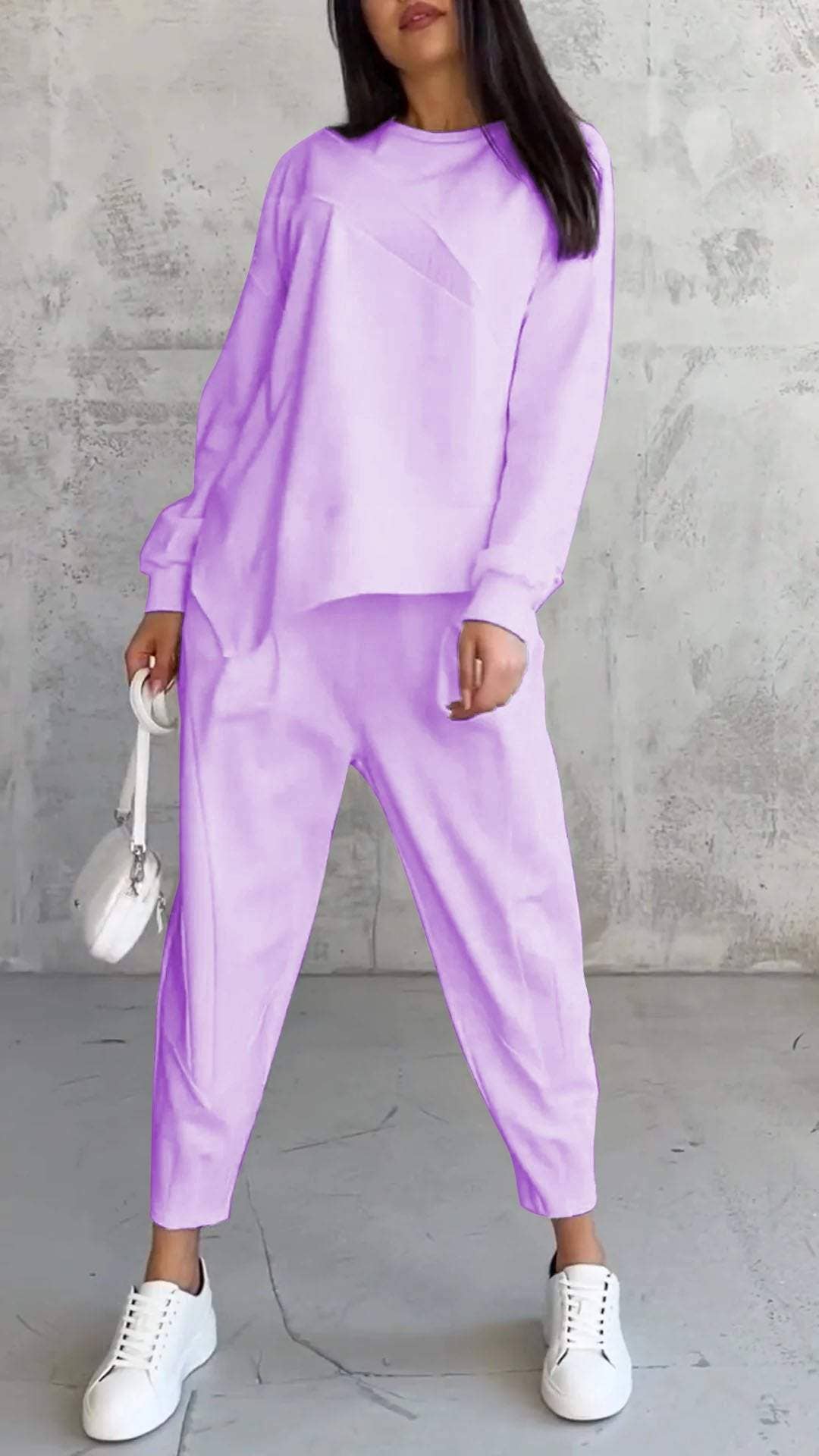 Round-neck loose irregular long-sleeved suit