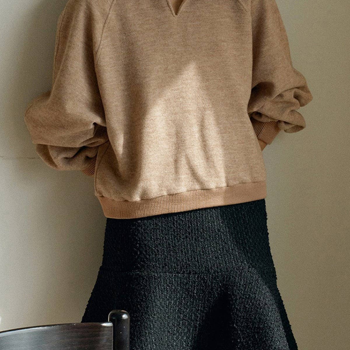 Lapel single button stitching thread hoodie