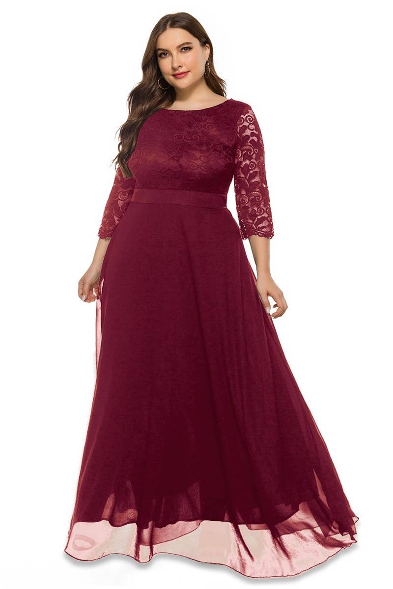 CWDMD3231_PLUS SIZE LACE EVENING DRESS