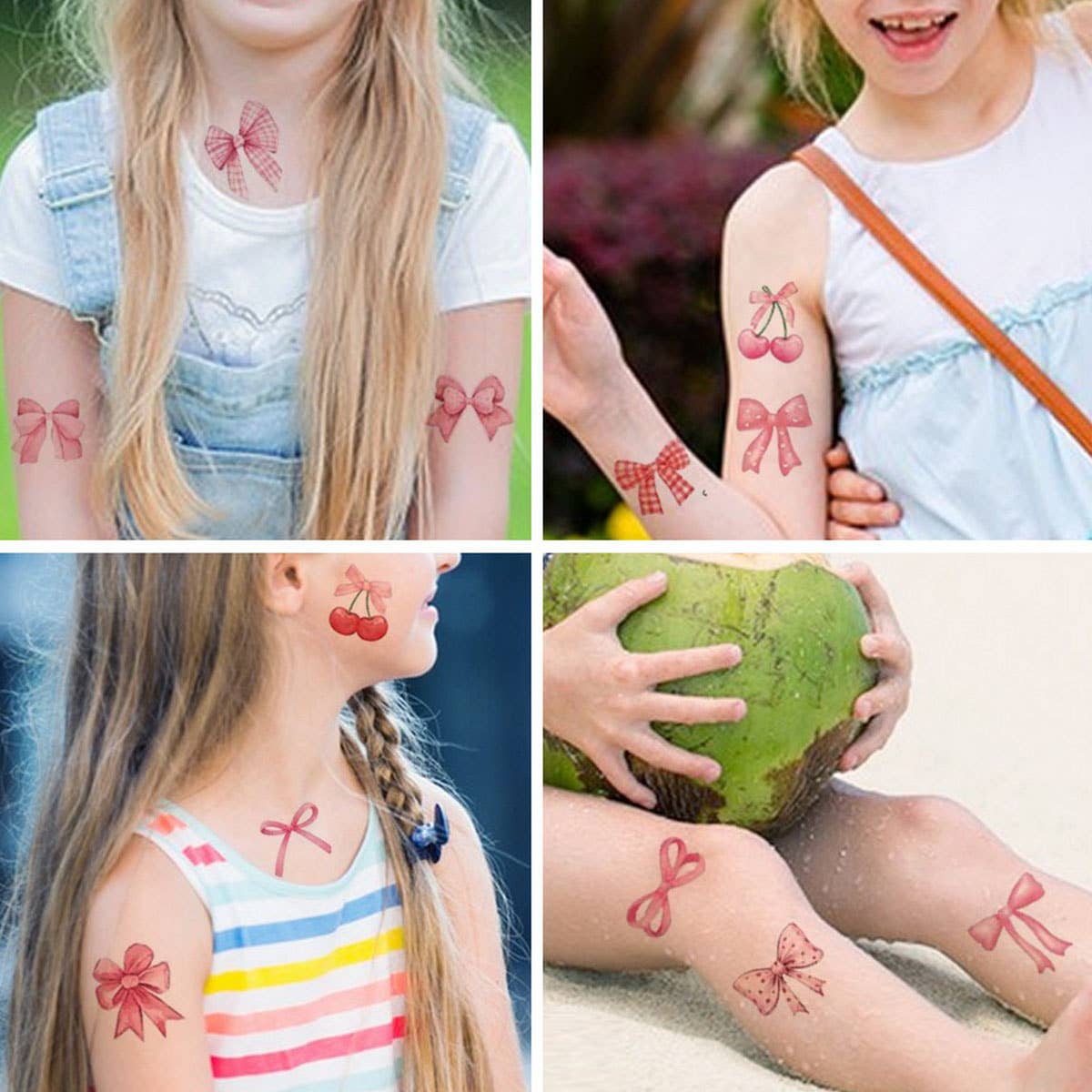 Pink Bow Tattoo Stickers for Kids ??Temporary_CWMM8226
