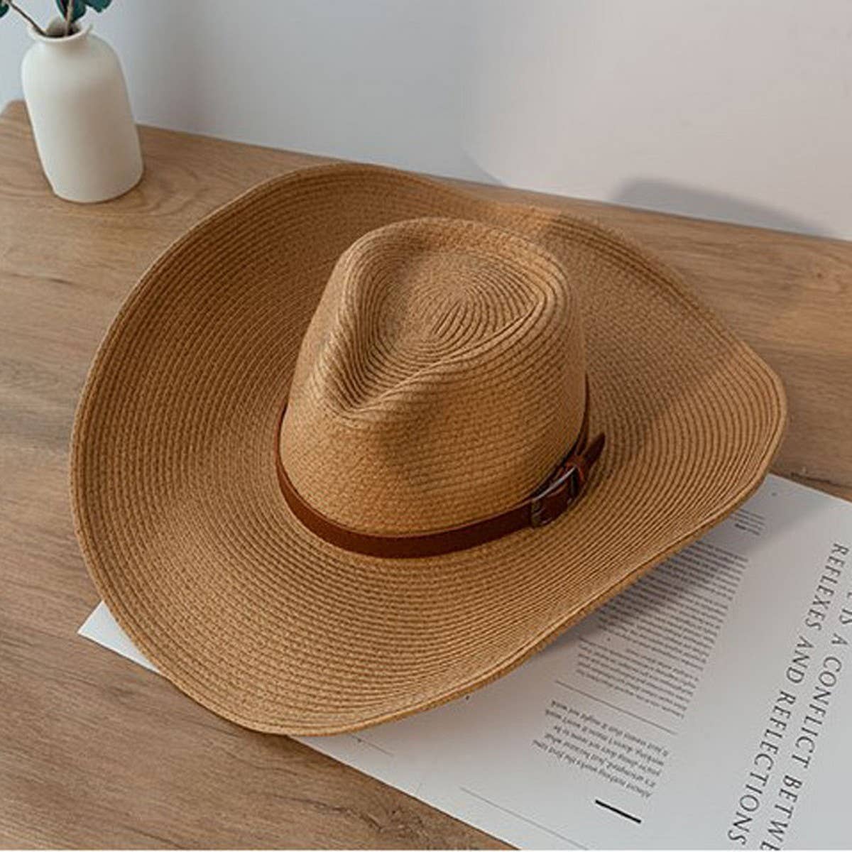 Wide Brim Straw Hat Summer Sun Protection_CWAH1158