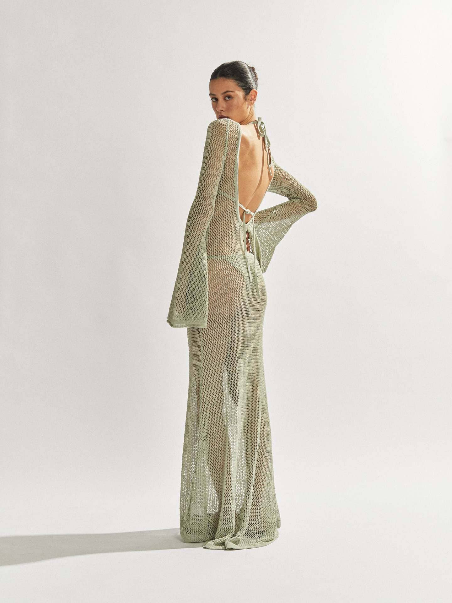 See-through floor-length dress